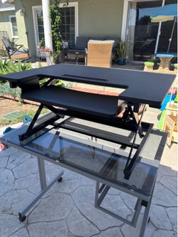 Glass Desk & Standup Desk Riser