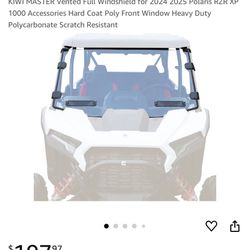 Front Full Windshield for Polaris RZR XP 1000/ XP 4 1000 2024, Hard Coat Poly Windshield Windscreen with Vents for RZR XP 2024 Sport/Premium/Ultimate 