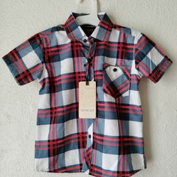 Nomad Kids Button Up Plaid Shirt Boy's Size 4-5 New