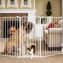 Extra Tall Walk-Through Gate with Small Pet Door