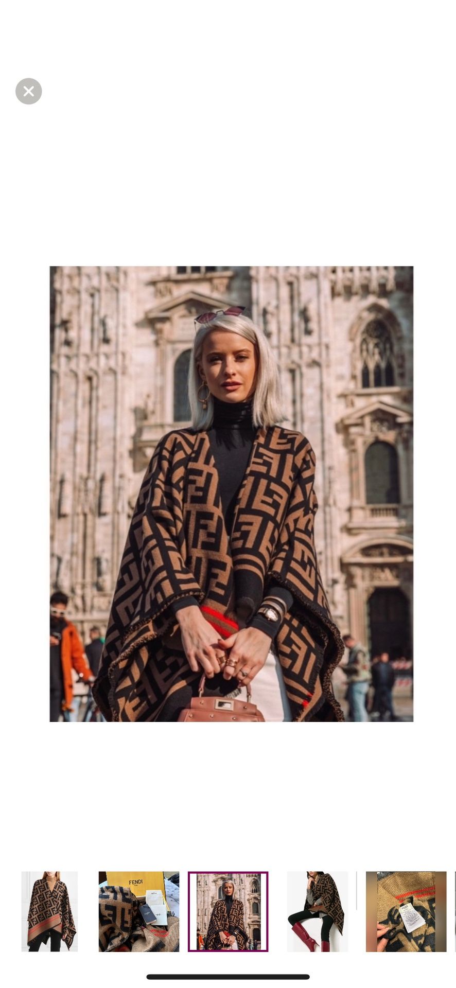 FENDI Roma FF Logo Oversized Wool Shawl Reversible Brushed Scarf Super Cozy Poncho Wrap Gucci Dior