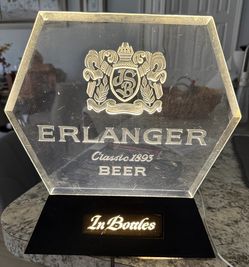 vintage 1980s Erlanger Beer edgelit acrylic bar sign