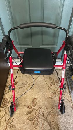 Medline Red Walker With Seat