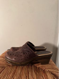 Bass Brown Leather Slip-On Clog Mules size 8
