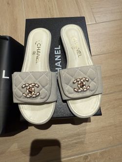 Chanel Corduroy Slides Size 7.5