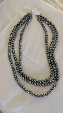 Faux Black Pearl 3 strand necklace