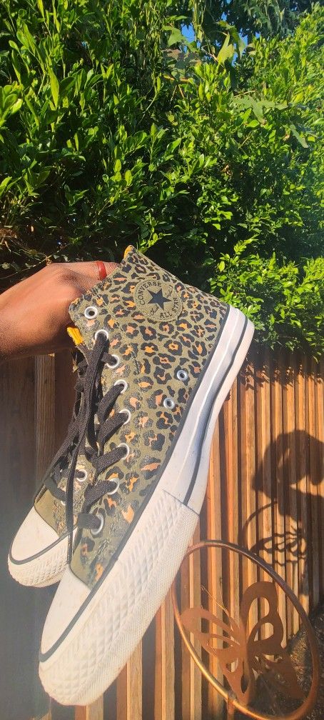 Green Leopard Converse