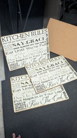 Vintage Farmhouse "Kitchen Rules" Sign – Rustic Mixed Typography Placemats set of 4