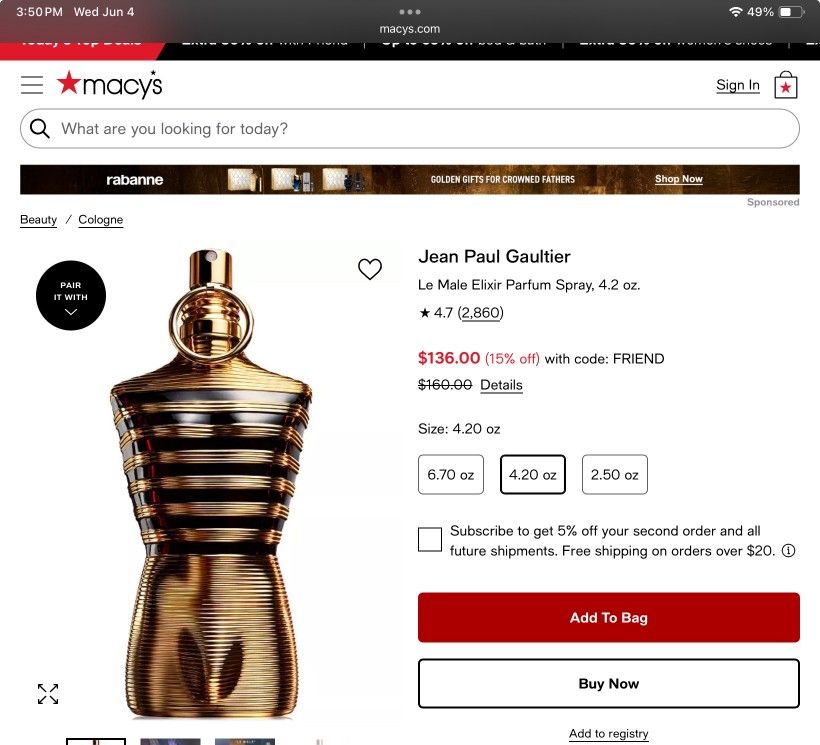 Jean Paul Gaultier Le Male Elixir