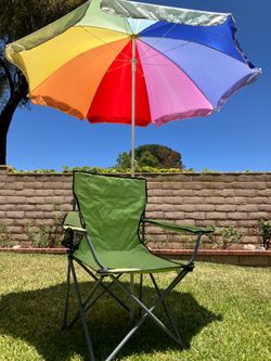Camping Chair with Beach Umbrella Set