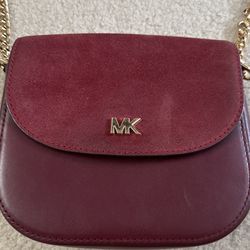 Michael Kors Small Red Leather/suede Crossbody Purse