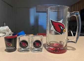 Arizona Cardinals Glass beer mug and shot glasses