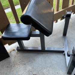 Curling Adjustable Bench With Weights Curling Bar Storage 