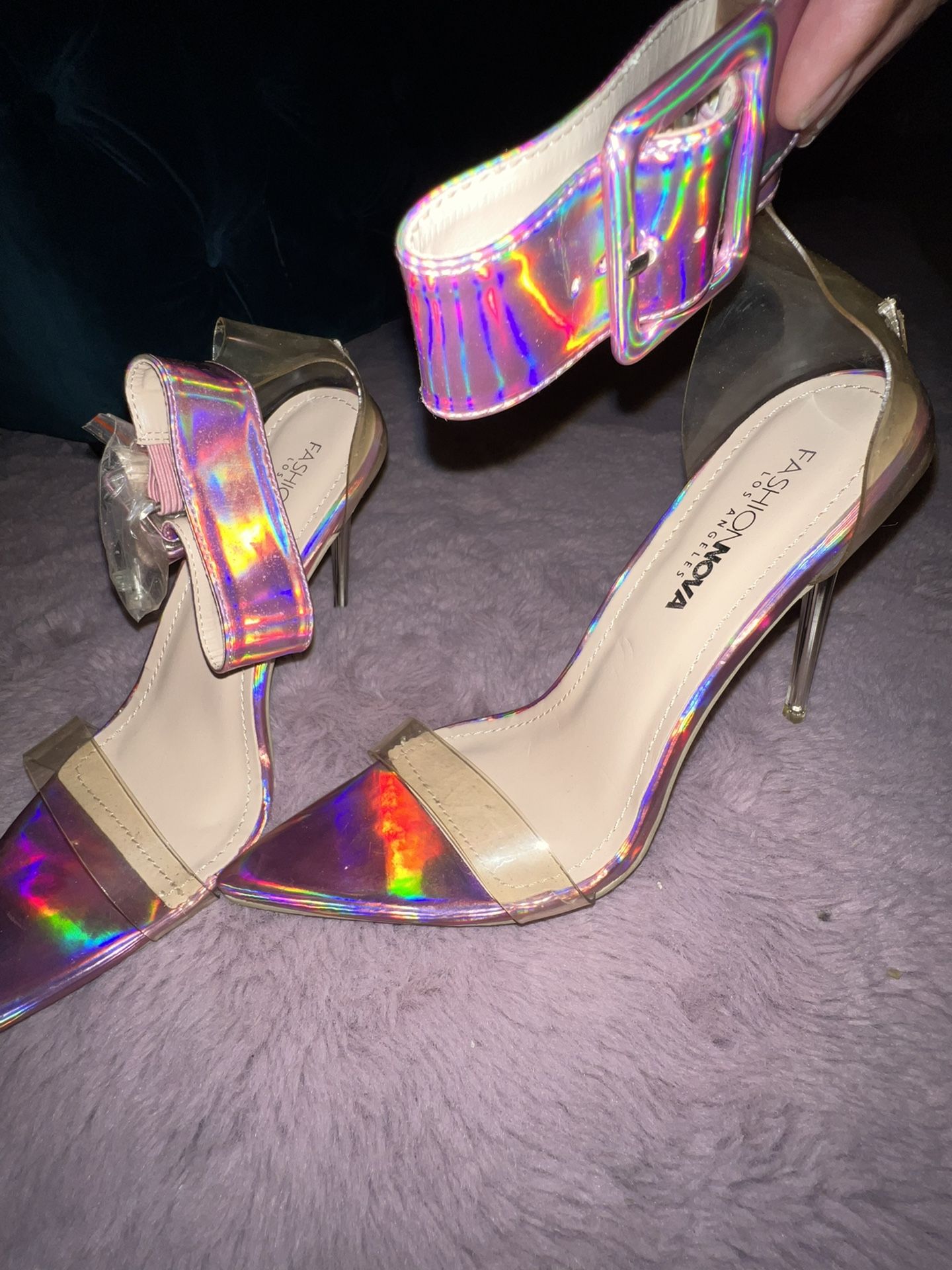 Fashion Nova Pink Holographic Heels