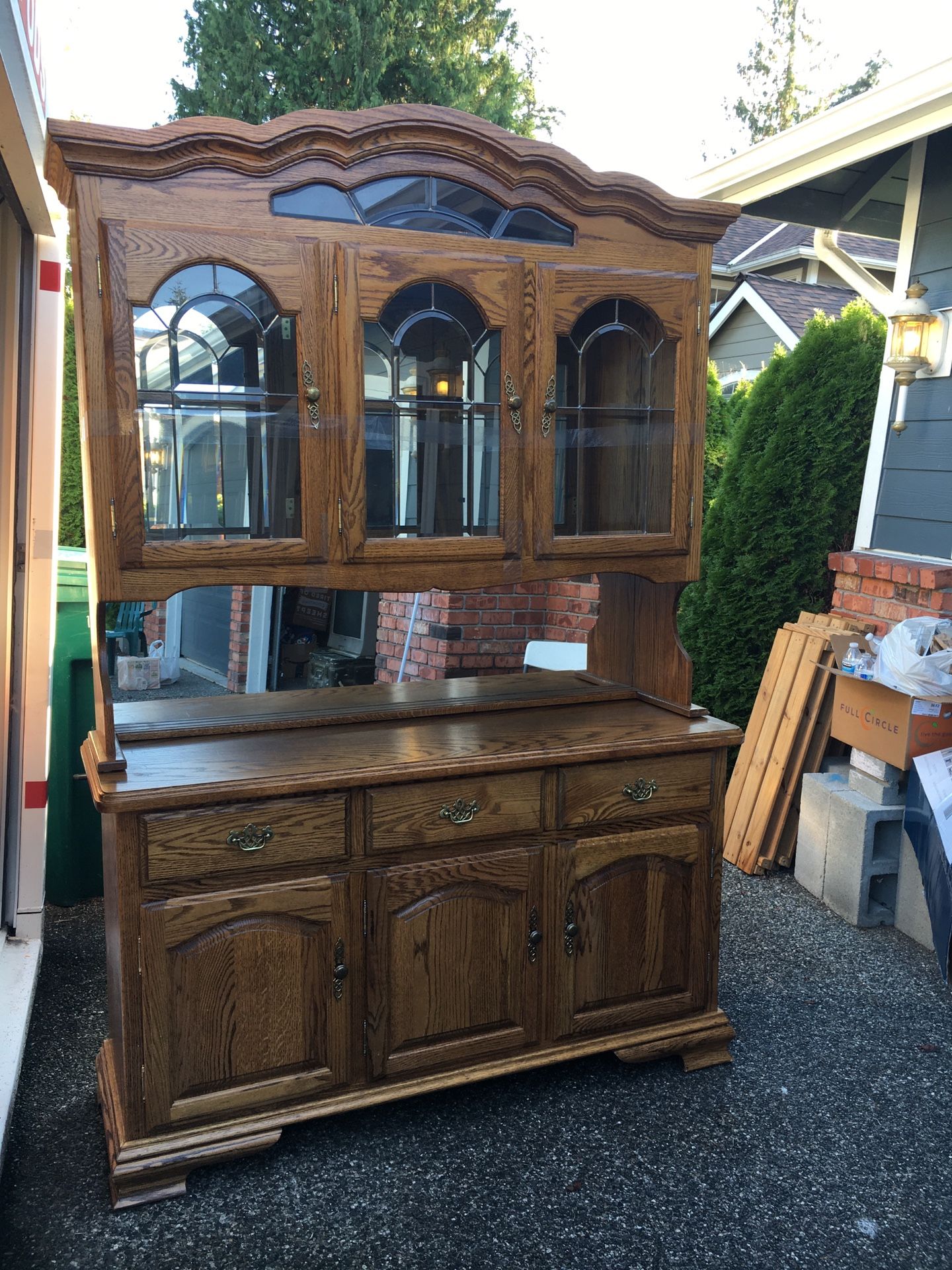 PENDING FREE Solid Oak China with hutch for Sale in