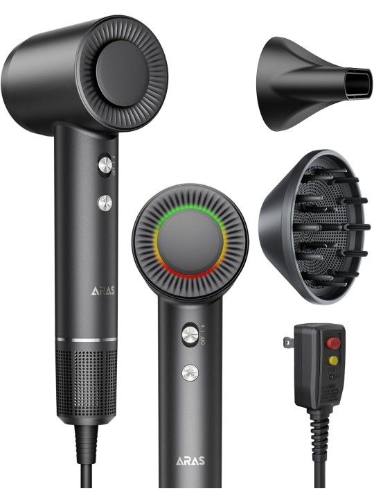 Hair Dryer, Negative Ionic Blow Dryer with 160000 RPM Professional High-Speed Blow Dryer, Brushless Motor for Fast Drying, Low Noise Thermo-Control