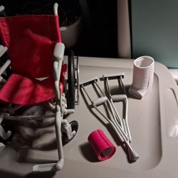 American Doll Handicap Wheelchair Crutches And Cast