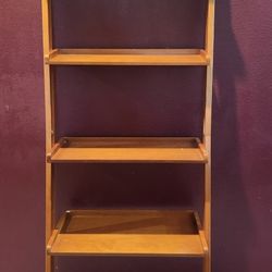 4 Teir Leaning Honey Oak Shelf Bookcase $25