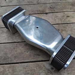 Holley Dual Air Intake Filter Assembly Polished Aluminum Hot Rod SBC V8 Custom