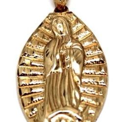 Mens 10K Gold Mother Mary Pendant