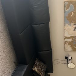 Black Leather Couch Sectional 