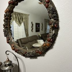 home decor mirror pictures artificial flowers vase shelf serving plate ask for price 