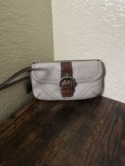 Coach Mini Wristlet - White And Tan