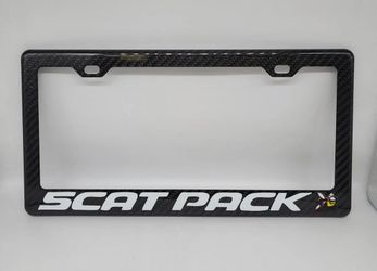 BRAND NEW DODGE SCAT PACK 100% Real Carbon Fiber License Plate Frame Tag Cover Original 3K