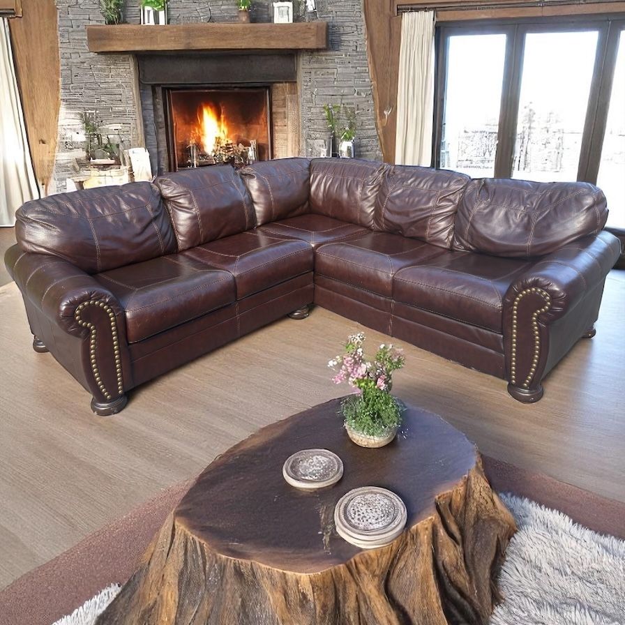 FREE DELIVERY 🚚 Genuine Leather Sectional