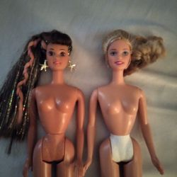 Barbie And Teresa Sparkle Glitter Hair Brunette Doll's Lot 