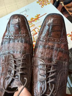 GENUINE CROCODILE OXFORDS DRESS SHOES LACE UP size 11.5-12