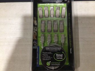 Emerge universal 3' cable kit for USB 2.0, network & phone compute.