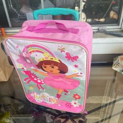 $5 Nickelodeon Dora the Explorer 2012 Rolling luggage Suitcase 17"   Maleta pequeña de Dora