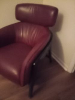 Leather Chair In Burgundy 