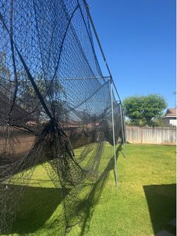 Batting cage with L screen,pitching machine with balls, lights and turf for cage