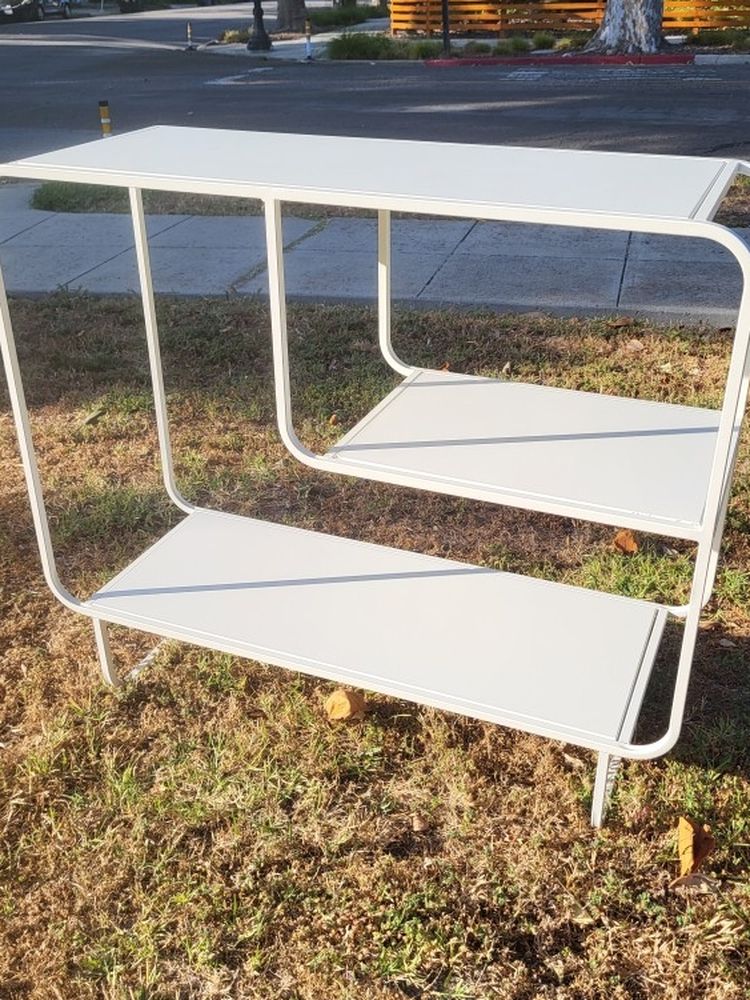 Mid Century Modern Urban Outfitters Alana Storage Console Metal Shelves White