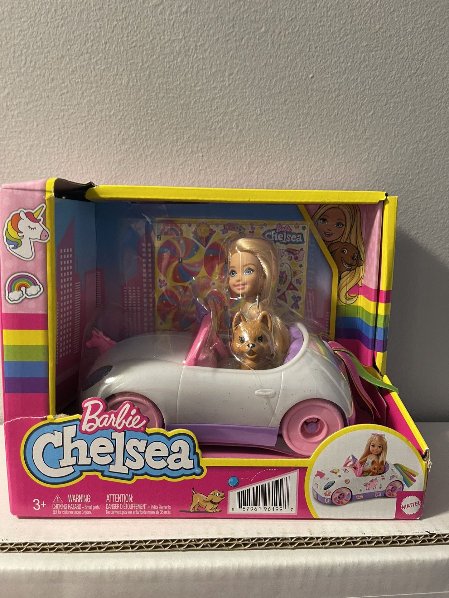 Barbie Chelsea Doll & Toy Car with Unicorn Theme
