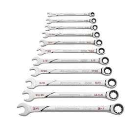 GEARWRENCH 11pcs Universal Spline XL Ratcheting Combination SAE Wrench Set 86450