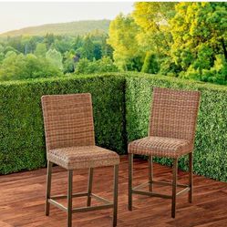 AGIO ANDERSON PATIO FURNITURE OUTDOOR EXTERIOR BAR STOOLS CHAIRS WICKER 2PK NEW~

