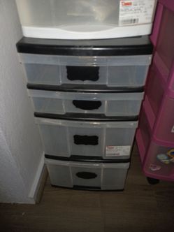 BLACK PLASTIC DRESSER $20