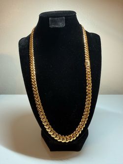8mm 22inches long 18kGold over 925 silver Miami Cuban Link Chain Necklace 68.2g