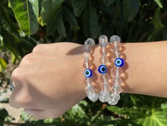 Clear Quartz/Evil Eye Bracelets 