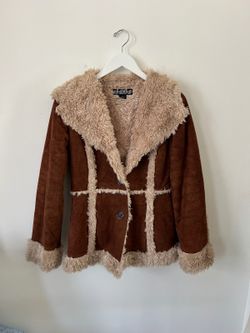Static Brown Suede Faux Fur Jacket