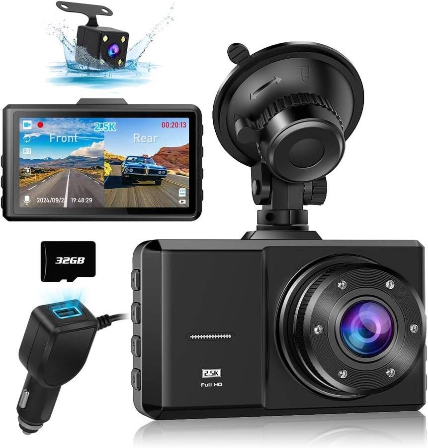 new Dash Cam Front and Rear, SPADE Dual Dash Camera 1296P with 32G SD Card, Waterproof Backup Camera, DVR Car Dashboard Camera with Night Vision WDR G