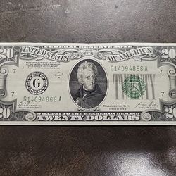 1928 20 Dollar Extra Fine Green Seal United States Paper Money