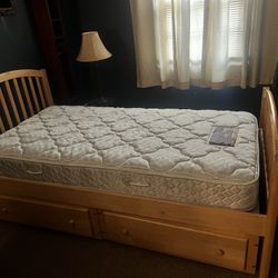 Twin Size Pine Bed 2 Pull Out Draws