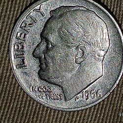 1966  Roosevelt Dime   Rpm. No Mint Mark