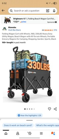 Heavy Duty Folding Utility Wagon Cart 330 lb Capacity – All-Terrain Wheels