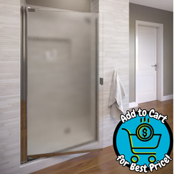 Basco Classic Chrome 23.625" - 25.125" W x 66" H Semi-frameless Obscure Glass Pivot Shower Door
