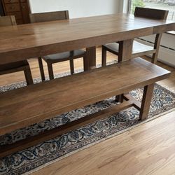 Pottery Barn “Reed” Extendable Table w/4 Chairs and Bench 